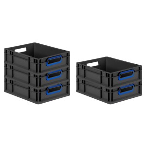 PROREGAL SuperSparSet 16x Eurobox Nextgen Color HxBxT 12x30x40cm 11 Liter Griffe Blau Offen Schwarz Eurobehälter Transportbox Transportbehälter