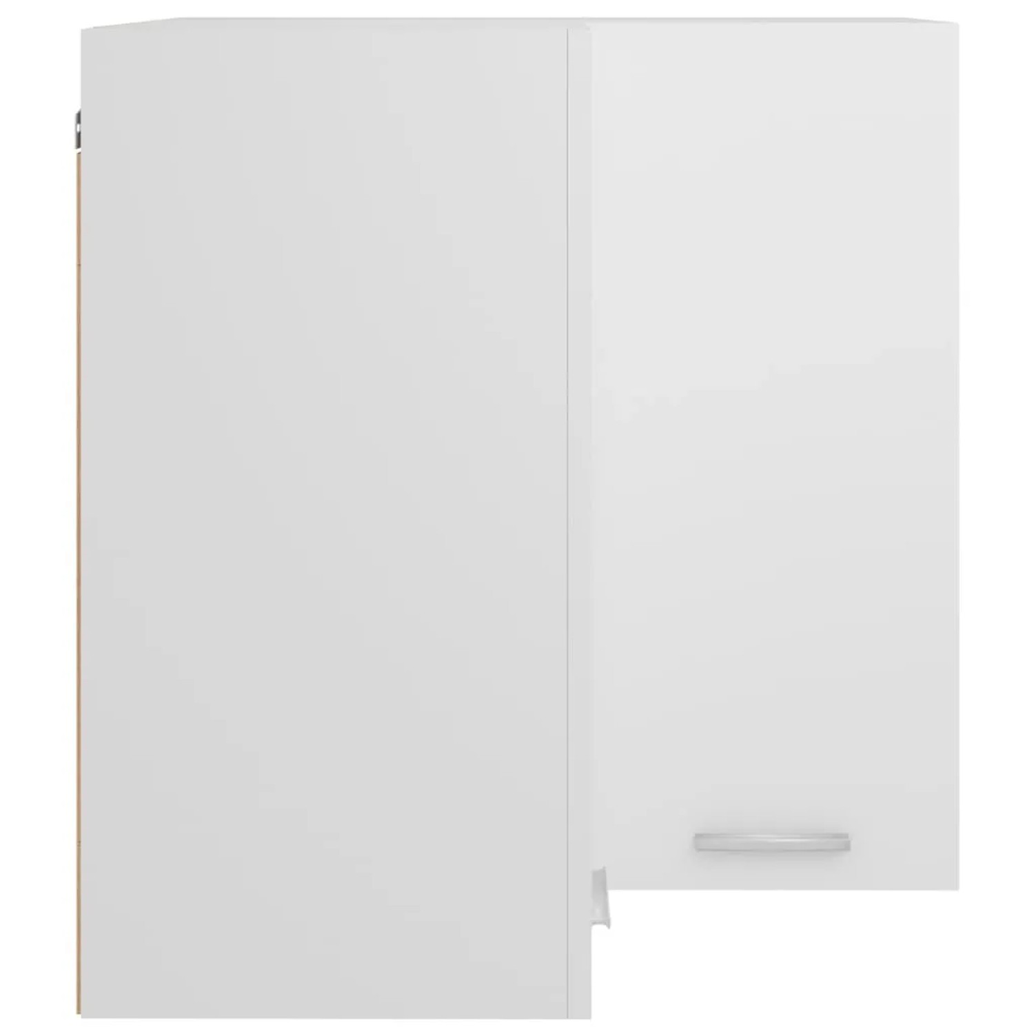 Weißer vidaXL Eckhängeschrank (57x57x60 cm) aus Holzwerkstoff für die Küche.