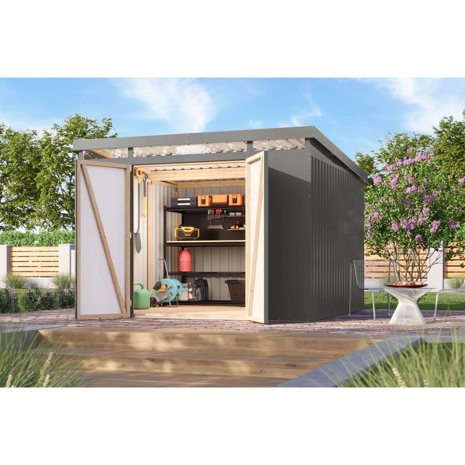 Karibu Metallgerätehaus Neos 3,5 Graualuminium