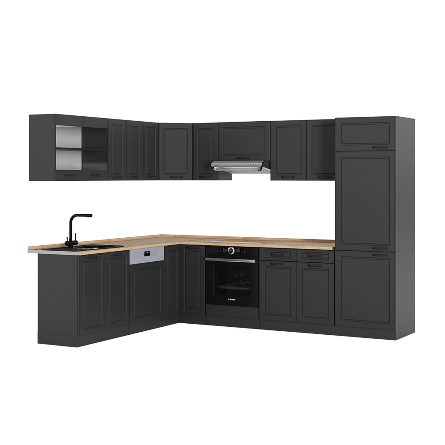 Vicco R-Line Eckküche Anthrazit Landhaus/Anthrazit 227 x 287 cm ohne Arbeit günstig online kaufen