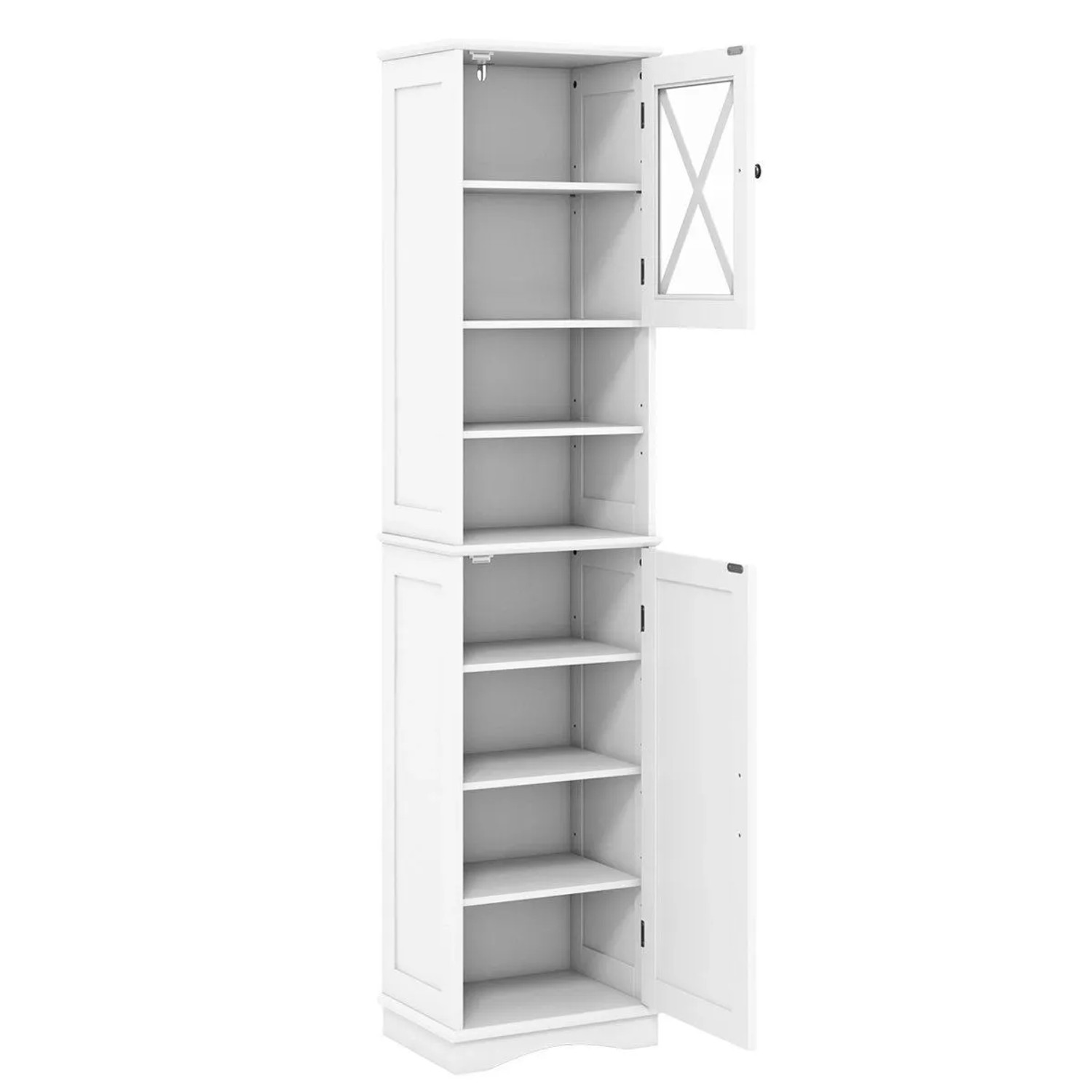 Costway Badezimmerschrank Schmal mit 5 Verstellbaren Regalen Weiß