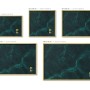 Tulup Magnettafel mit flaschengrünem Marmor-Design und Goldrahmen. Magnetboard für Notizen.