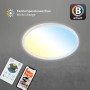 Dimmbare, weiße Brilo LED Deckenleuchte Slim S B-Smart mit Fernbedienung und App Steuerung.