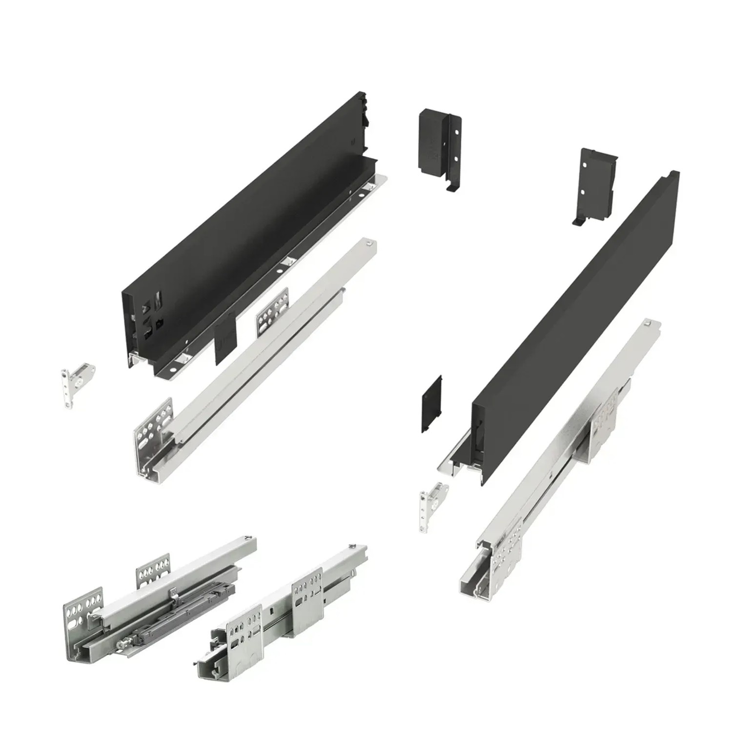 SOTECH Schubladensystem JUNKER SLIM Push To Open Anthrazit H 84 mm L 500 mm Bis 35 Kg Belastbar