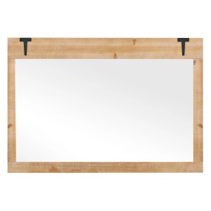 Costway Wandspiegel Zum Aufhängen 97 x 67 cm mit Holzrahmen Natur