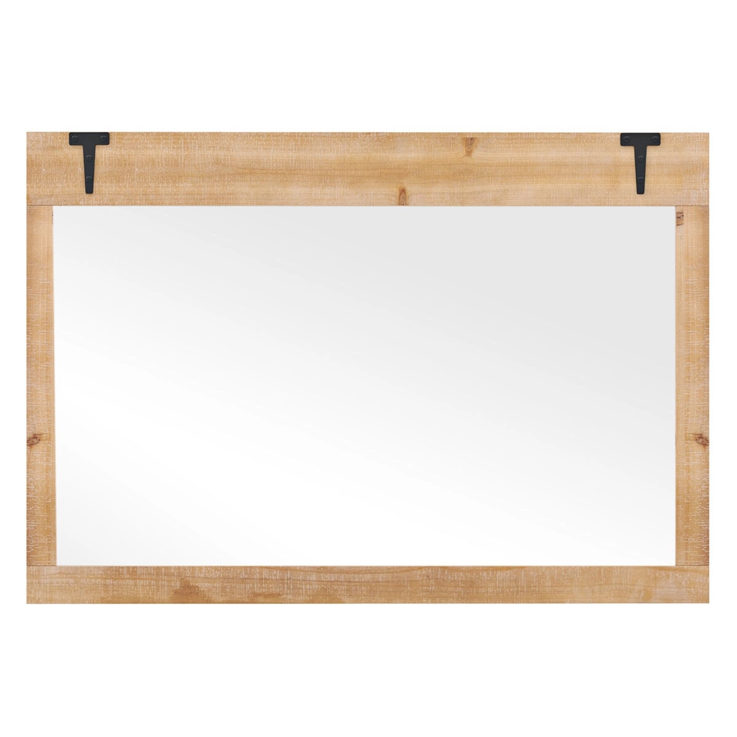 Costway Wandspiegel Zum Aufhängen 97 x 67 cm mit Holzrahmen Natur günstig online kaufen