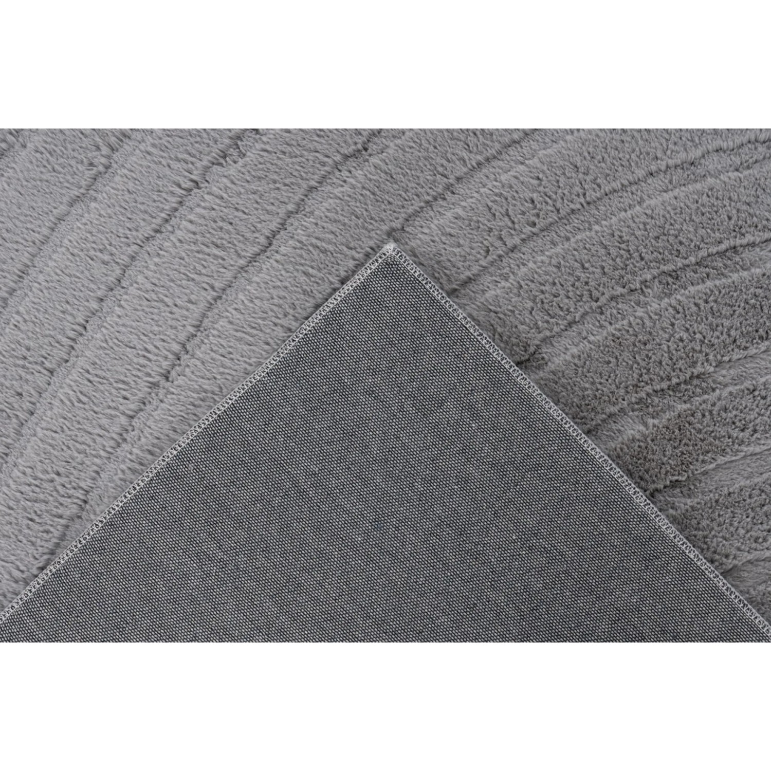 Silberner Lalee Teppich Comfort 501, 80x150 cm, Kurzflor mit 3D-Effekt.