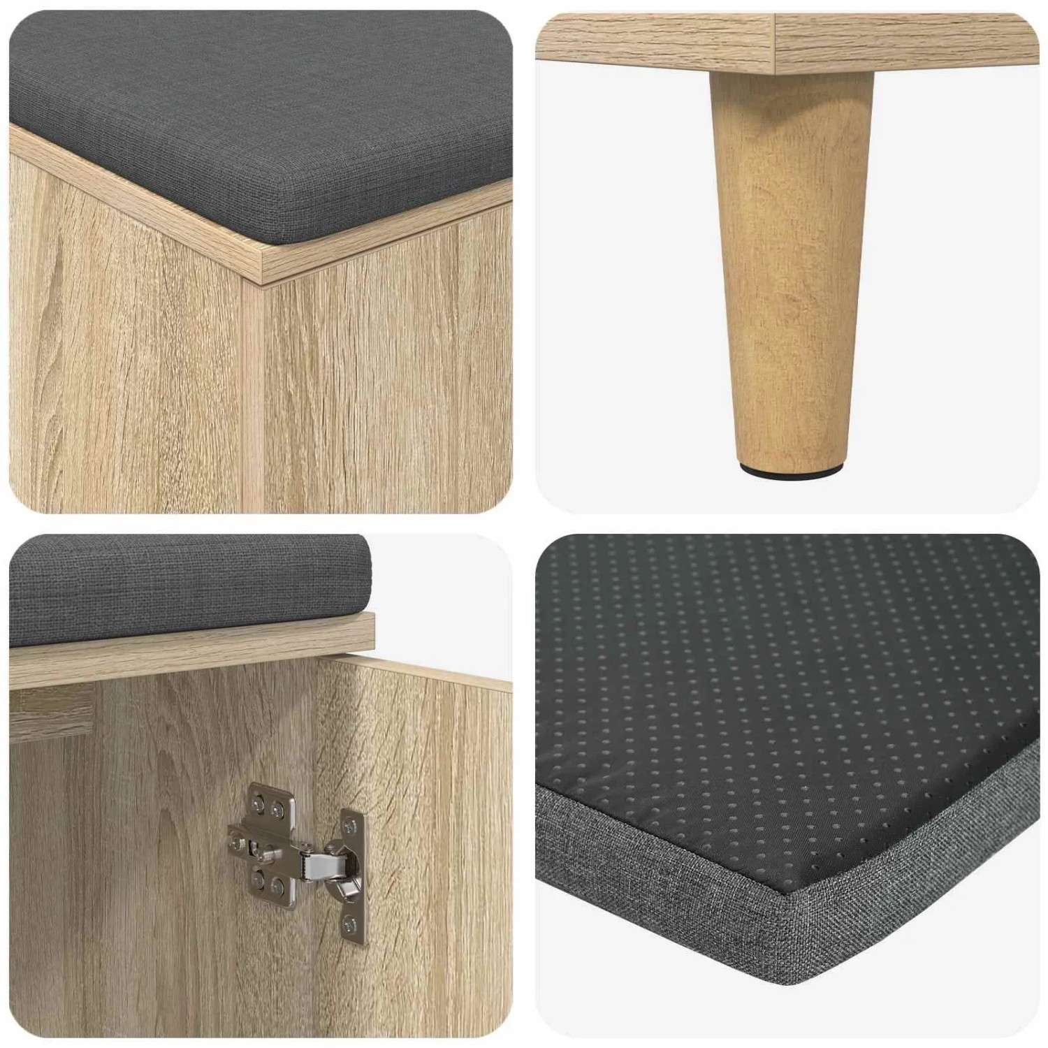 vidaXL Flurbank mit Kissen mit Speicher Sonoma-Eiche 100 x 38 x 46 cm 891538_9