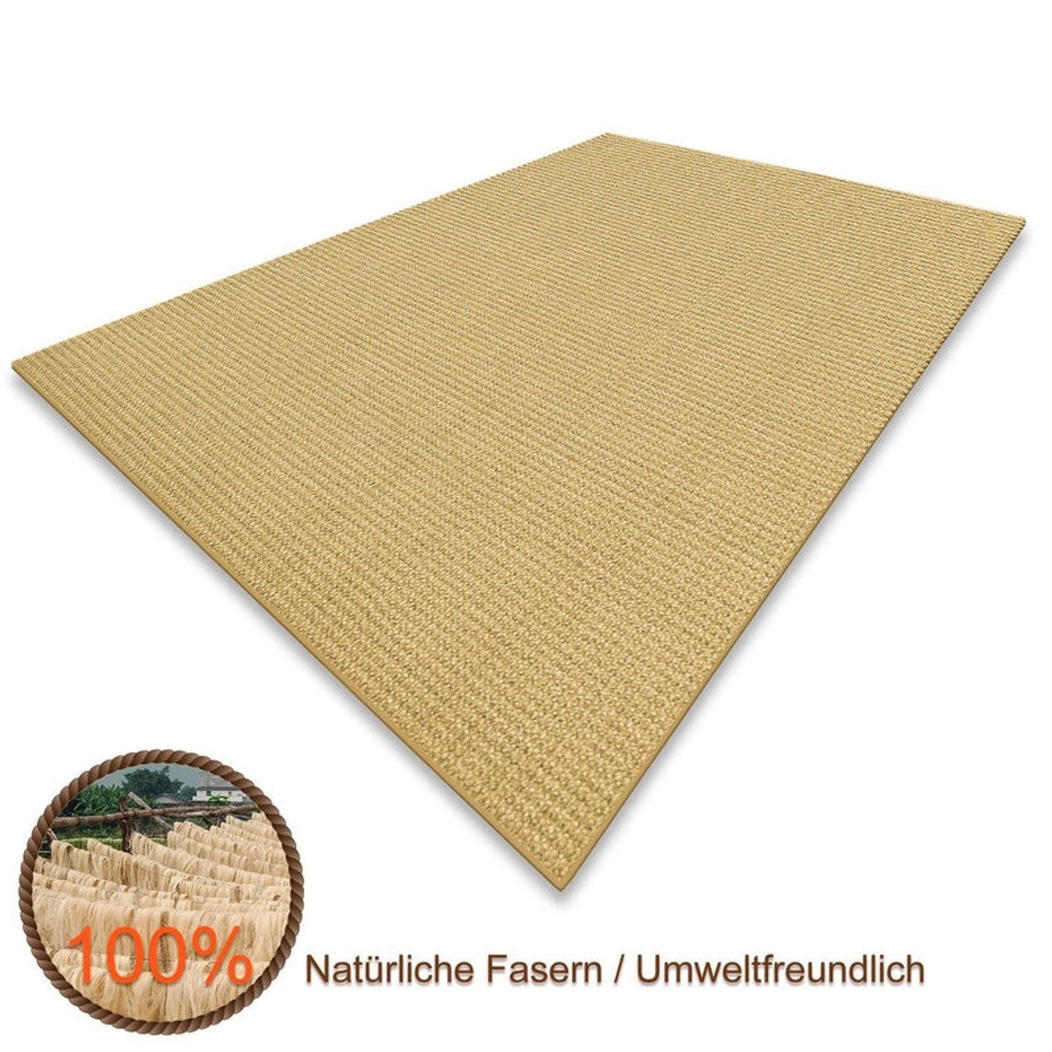 Naturfarbener KARAT Sisal Teppich Sylt 200x300 cm für Innen, aus Naturfasern nach Maß.