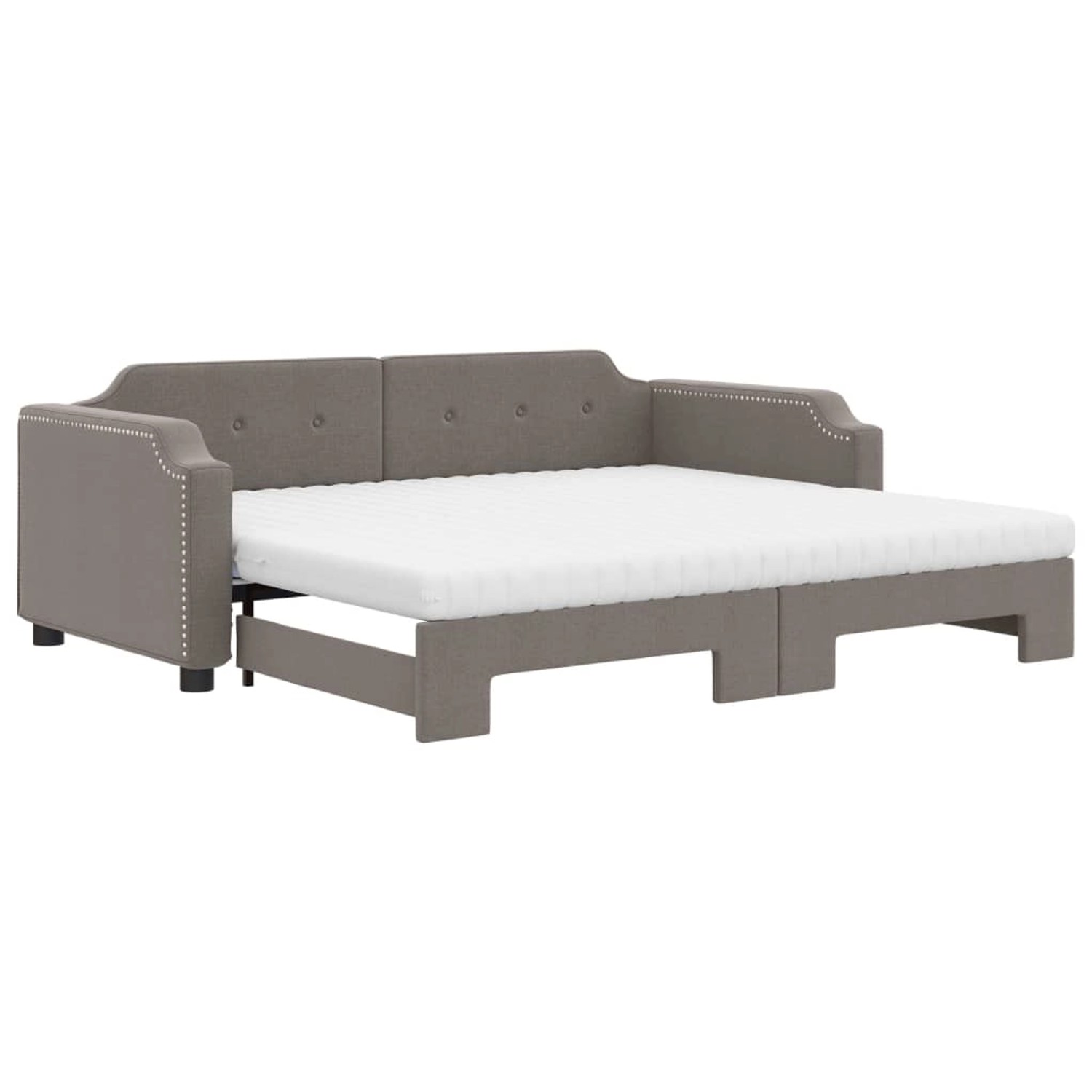 vidaXL Tagesbett Ausziehbar mit Matratzen Taupe 90x200 cm Stoff1884549