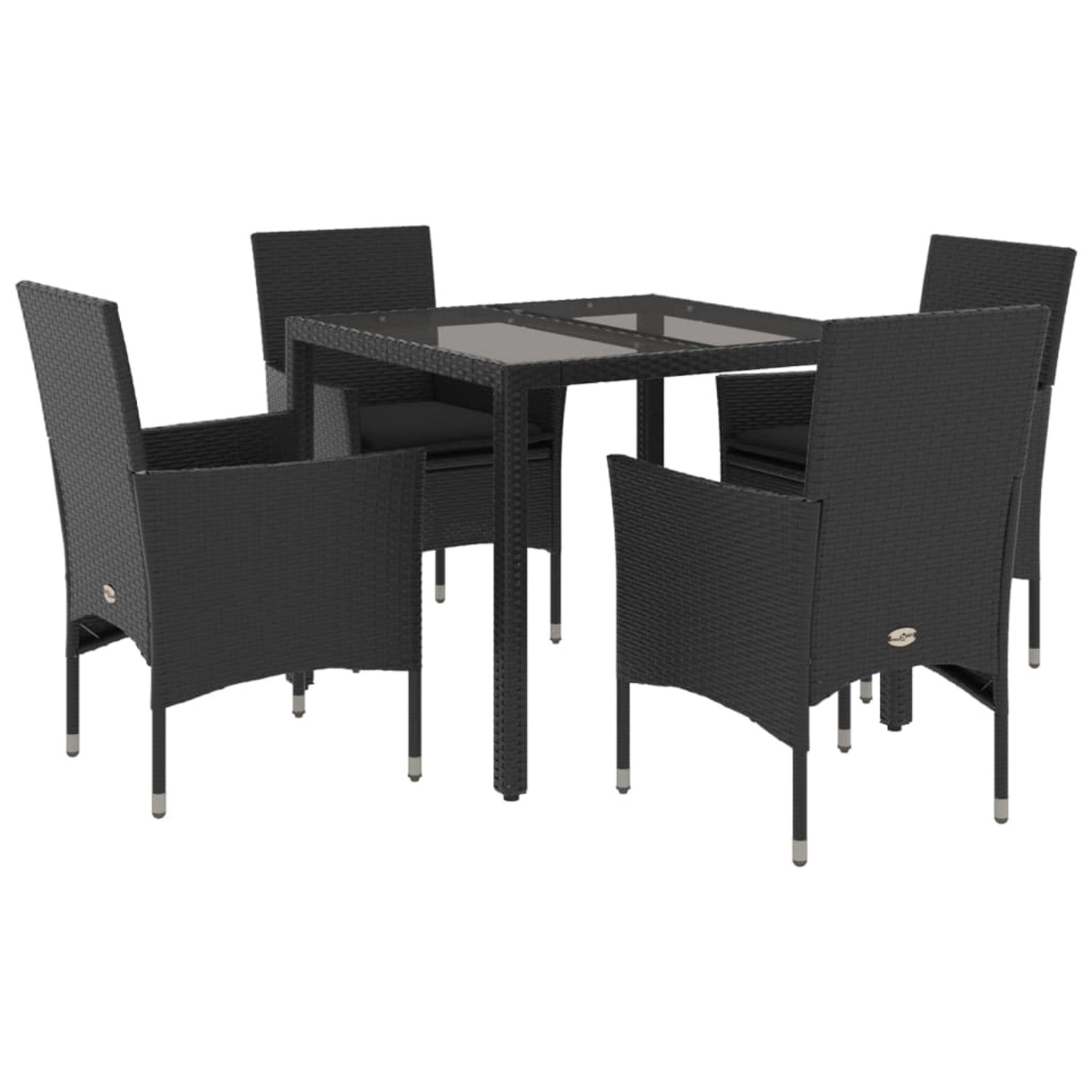 vidaXL 5-Tlg Garten-Essgruppe mit Kissen Schwarz Poly Rattan und Glas 32785 günstig online kaufen