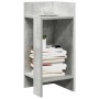 Betongrauer Beistelltisch mit zwei offenen Fächern. Modernes Design aus Holzwerkstoff für Bücher und Deko.