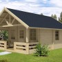Alpholz Gartenhaus Lillehammer, unbehandelt mit Anbaudach. Holz-Gartenhaus mit Satteldach.
