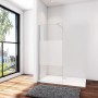 AICA Walk-In Duschwand mit Milchglasstreifen und Stabilisator, 140x200 cm.