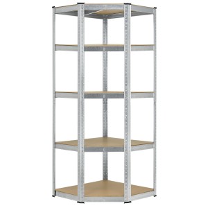 Juskys Eckregal Corner Basic, verzinkt, mit 5 Böden. Ideal als Lagerregal oder Kellerregal.