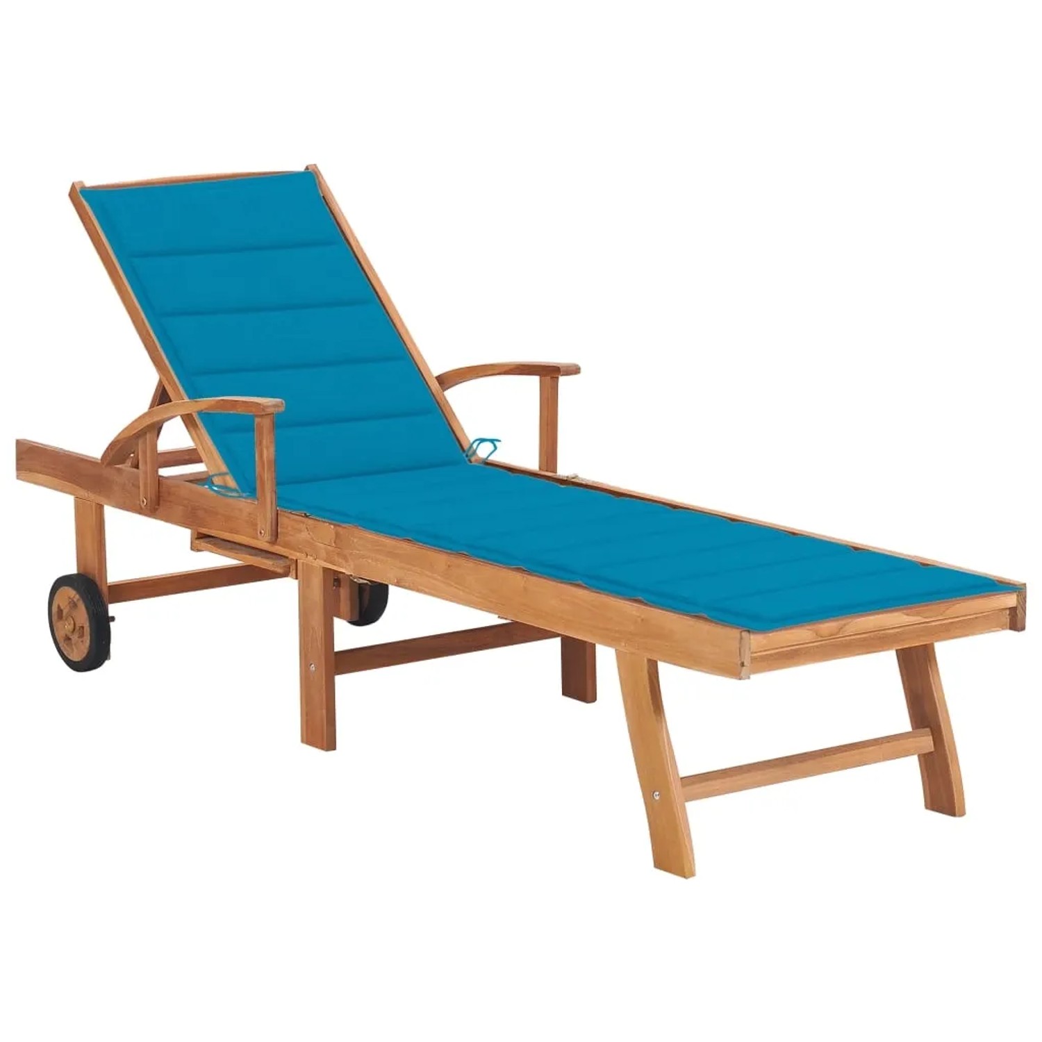 vidaXL Sonnenliege mit Auflage Blau Massivholz Teak 3063010