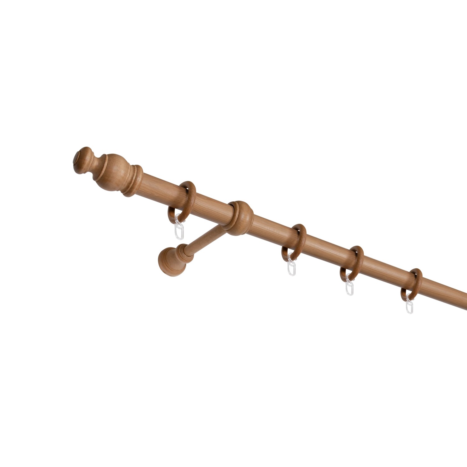 Mydeco Gardinenstange Buche, 160cm, mit Zubehör. Holz-Garnitur für Fensterdekoration.