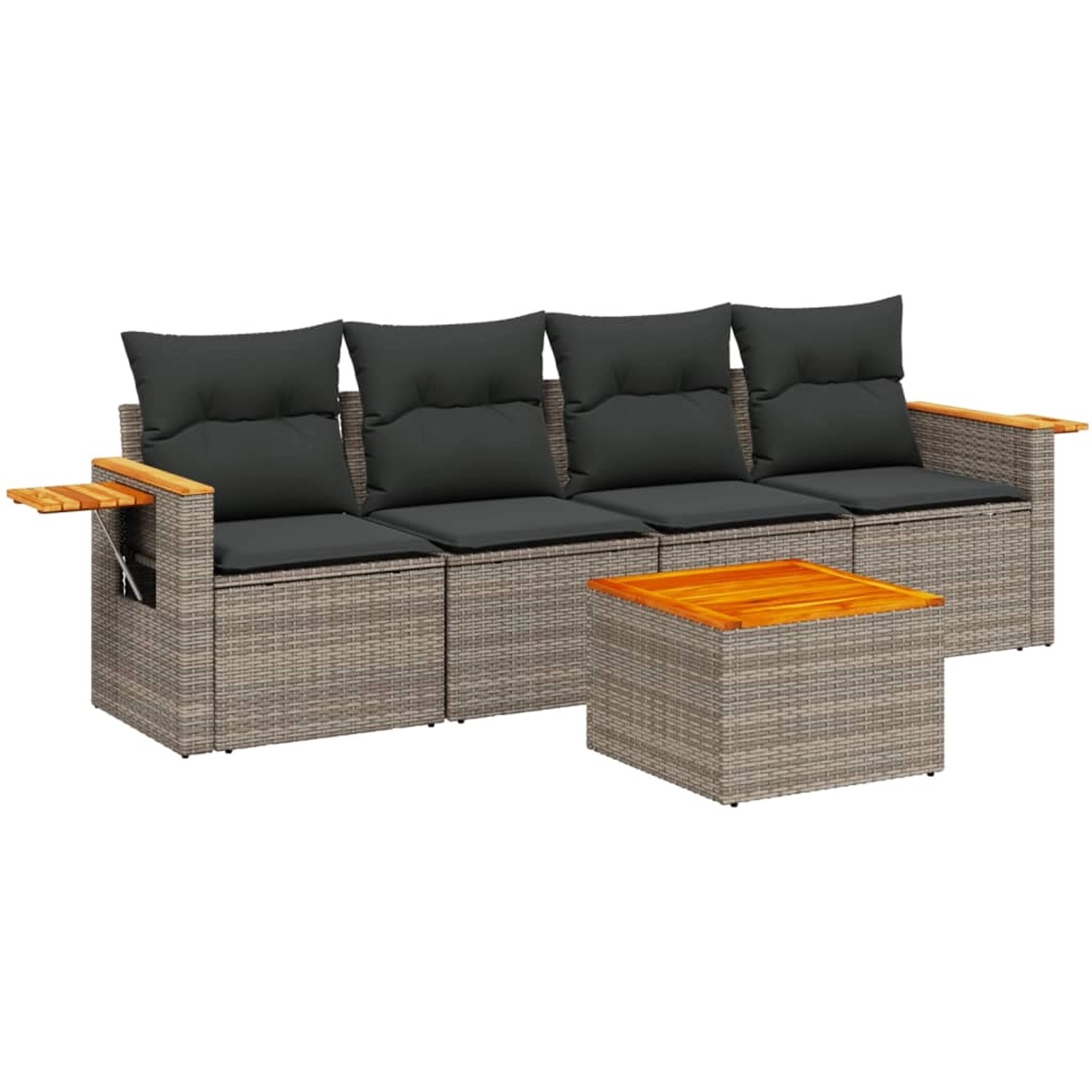 vidaXL 5-Tlg Garten-Sofagarnitur mit Kissen Grau Poly Rattan 3226620 günstig online kaufen