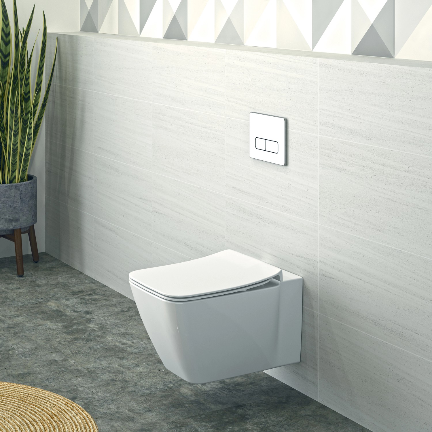 Modernes, weißes Ideal Standard Wand-WC Strada II mit spülrandloser AquaBlade Technologie.