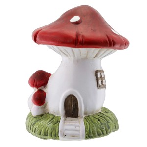Dekorative Pilzhaus-Figur aus Keramik, rot-weiß, 11,5 cm hoch. Herbstliche Dekoration.