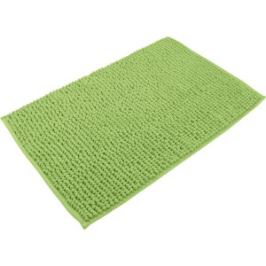 Grüne baliv Badematte aus Chenille, Teil eines Sets mit Duschvorhang, gemustert.
