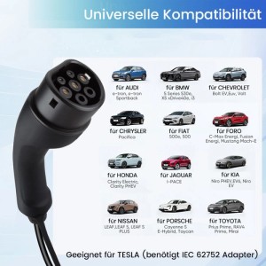 Junsun EV Ladegerät 7kw 5m Cable Smart App Type 2 1-phasig 6-32A Mit Adapter