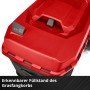 Detailaufnahme: Grasfangkorb mit Füllstandsanzeige des Einhell Akku-Rasenmähers Rasarro 36/40.