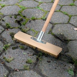 Relaxdays Drahtbesen 2er Set Buchenholz Stahlborsten 30 cm Breite