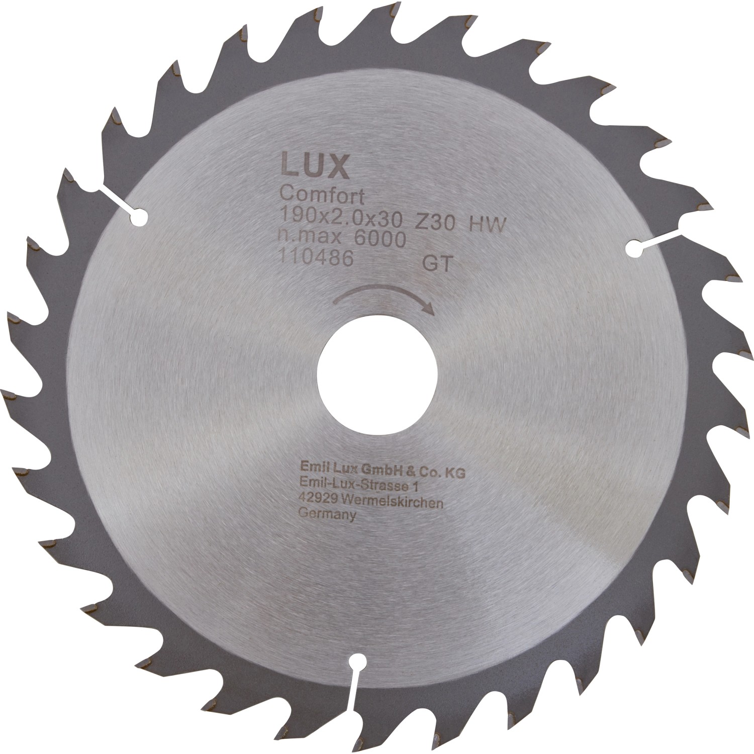 LUX HM-Kreissägeblatt 190 mm x 30 mm 30 Z