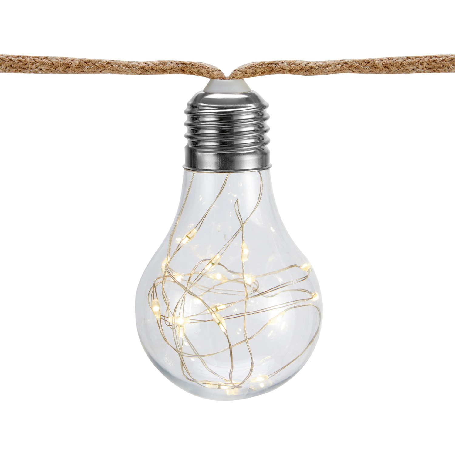 Lichterkette Forcone mit Glühbirne und warmweißen LEDs, 3,8 m lang.