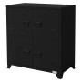 Schwarzer ML-Design Aktenschrank aus Stahl, freistehend, mit 4 Türen und Lüftungsschlitzen.