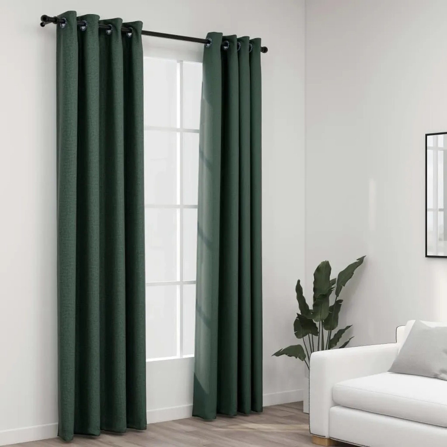 vidaXL Verdunkelungsvorhänge Ösen Leinenoptik Grün 140x225 cm 2 Stk kaufen bei OBI