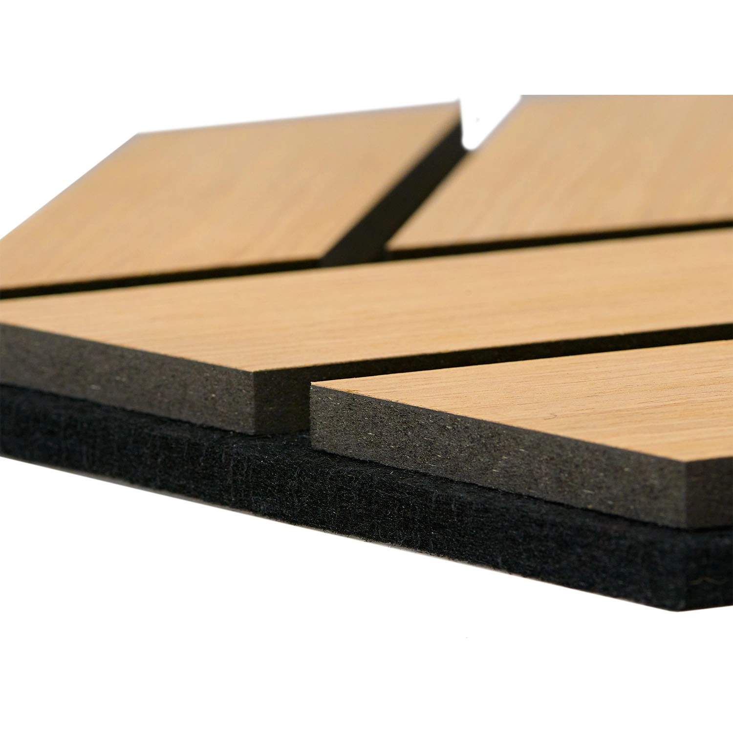 Homestyle4u Akustikpaneele, 10er Set, Natur Hexagon. Wandpaneele aus Holz mit schwarzem Filz.