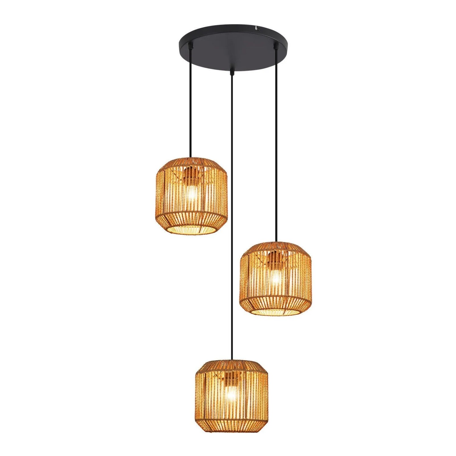 NETTLIFE Pendelleuchte aus Rattan Schwarz 25 cm-2