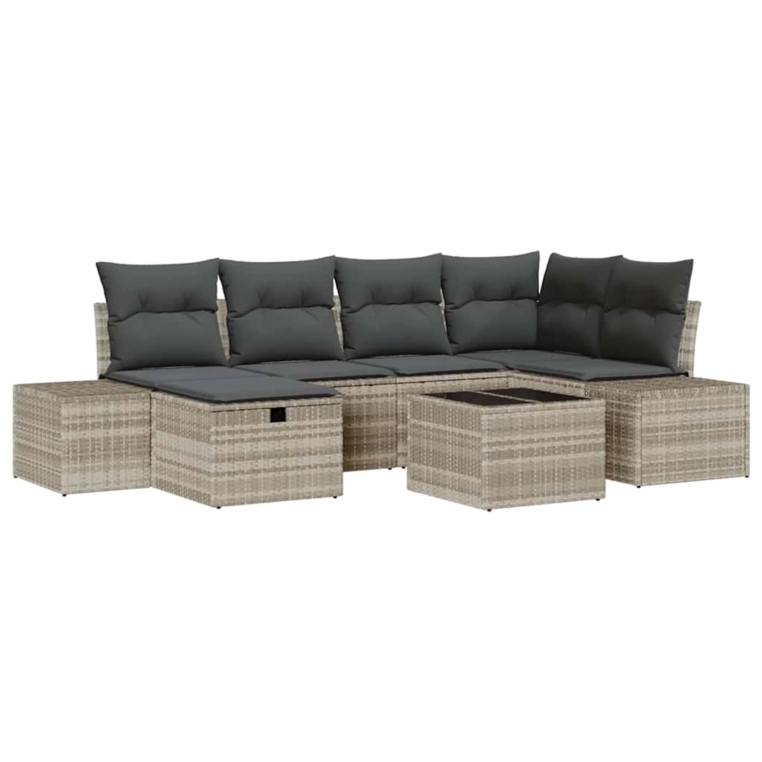 vidaXL 7-Teiliges Garten-Sofa-Set mit Kissen Hellgrau aus Poly Rattan 33593 günstig online kaufen