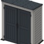 Duramax Kunststoff-Gartenhaus YardMate Pent, graues Gerätehaus mit Doppeltür und Pultdach.