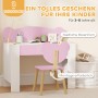 AIYAPLAY Kinderschreibtisch Set mit Stuhl, rosa/weiß, Bären-Design. Ideal zum Lernen und Spielen.