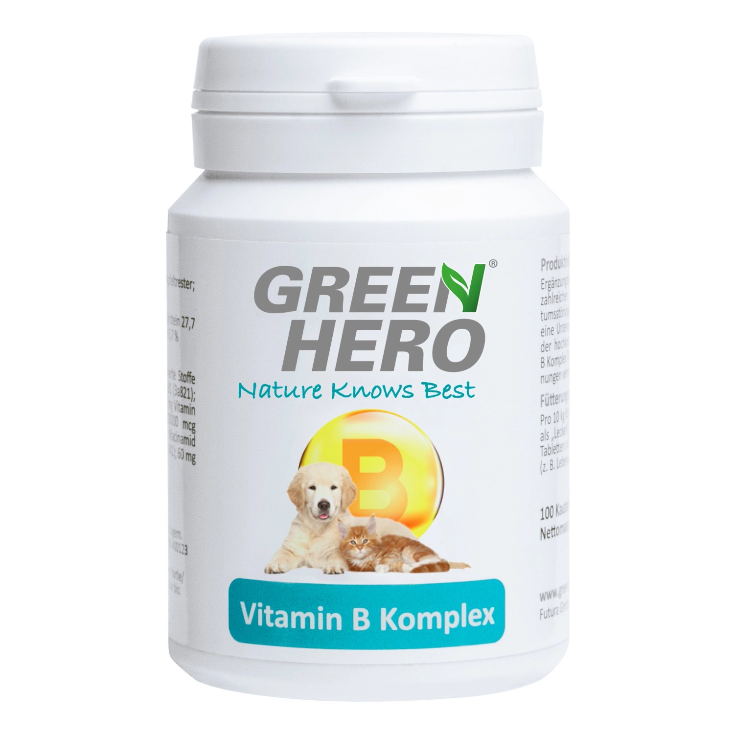 GreenHero Vitamin B Komplex für Hunde und Katzen Hochdosiert Mineralstoffe 100 Stück