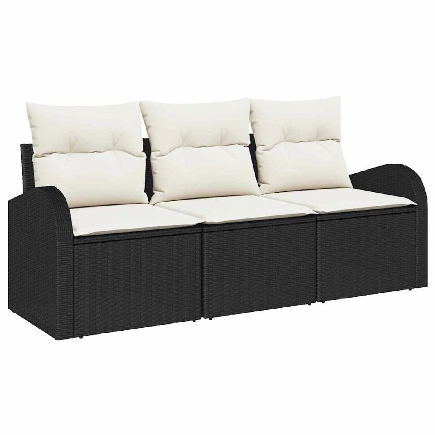 vidaXL Garten-Sofa-Set mit Kissen 3-Tlg Schwarz Poly Rattan 3345897 günstig online kaufen