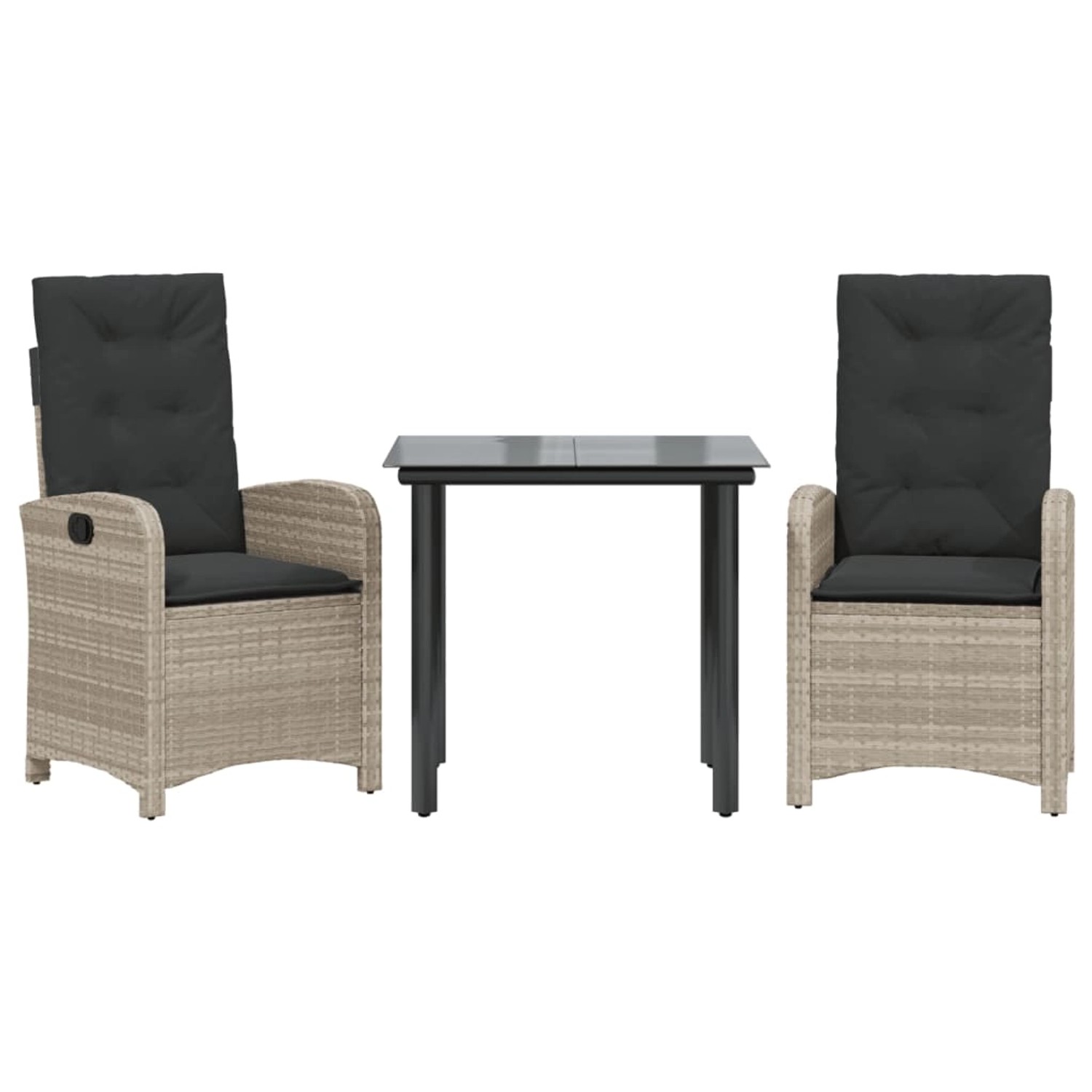 vidaXL 3-Tlg Garten-Essgruppe mit Kissen Hellgrau Poly Rattan 3212420 günstig online kaufen