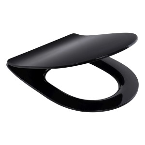Schwarzer Schöner Wohnen WC-Sitz Antus Slimline mit Absenkautomatik und D-Form.