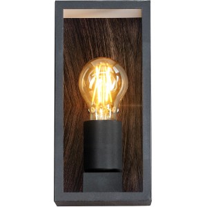 Eco-Light Außenleuchte Karo mit Holzoptik und E27-Fassung. Klassische Wandleuchte für den Außenbereich.