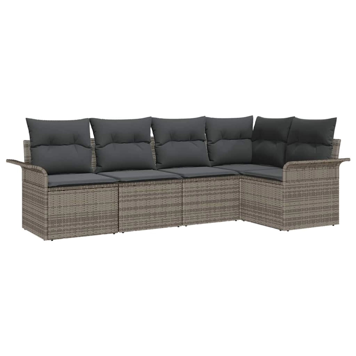vidaXL Garten-Sofa-Set mit Kissen mit Speicher 5-Tlg Grau Poly Rattan 33540 günstig online kaufen
