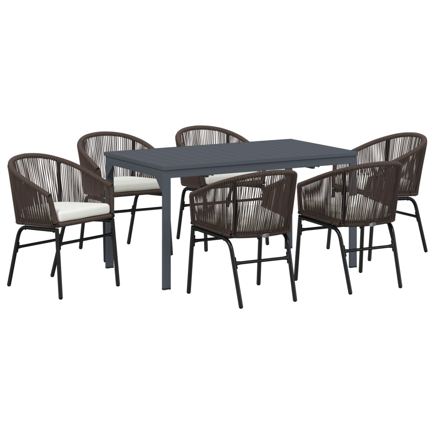 vidaXL Garten Essgruppe 7-Tlg Braun Poly Rattan 3378825 günstig online kaufen