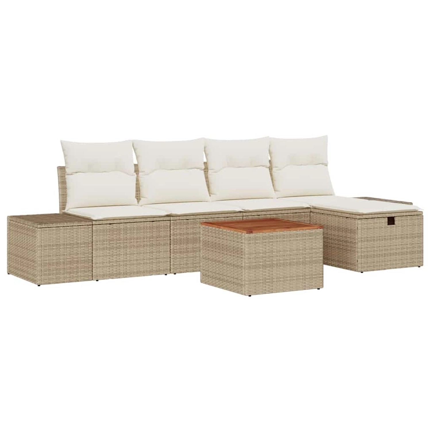 vidaXL Garten-Sofa-Set mit Kissen mit Speicher 6-Tlg Beige Poly Rattan 3359 günstig online kaufen