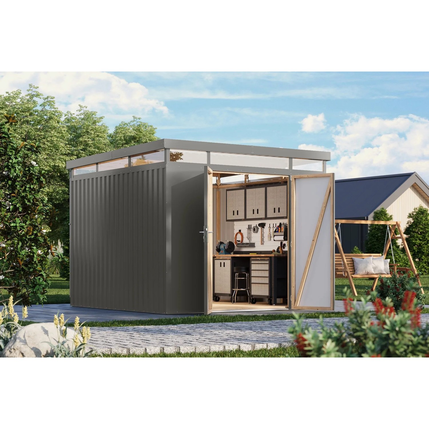 Karibu Metallgerätehaus Argos 3,5 Graualuminium