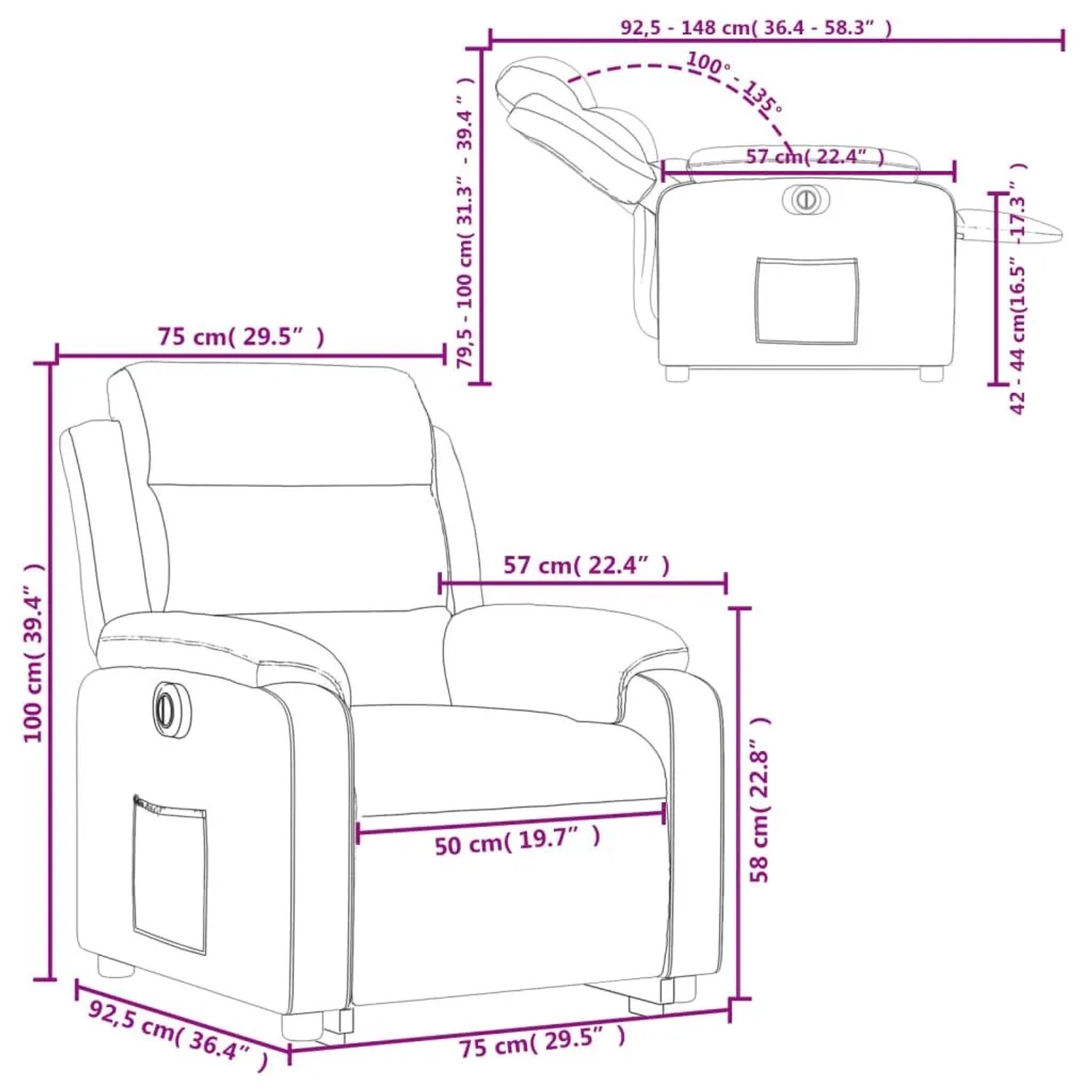 vidaXL Relaxsessel mit Aufstehhilfe Elektrisch Taupe Stoff 3205012_16