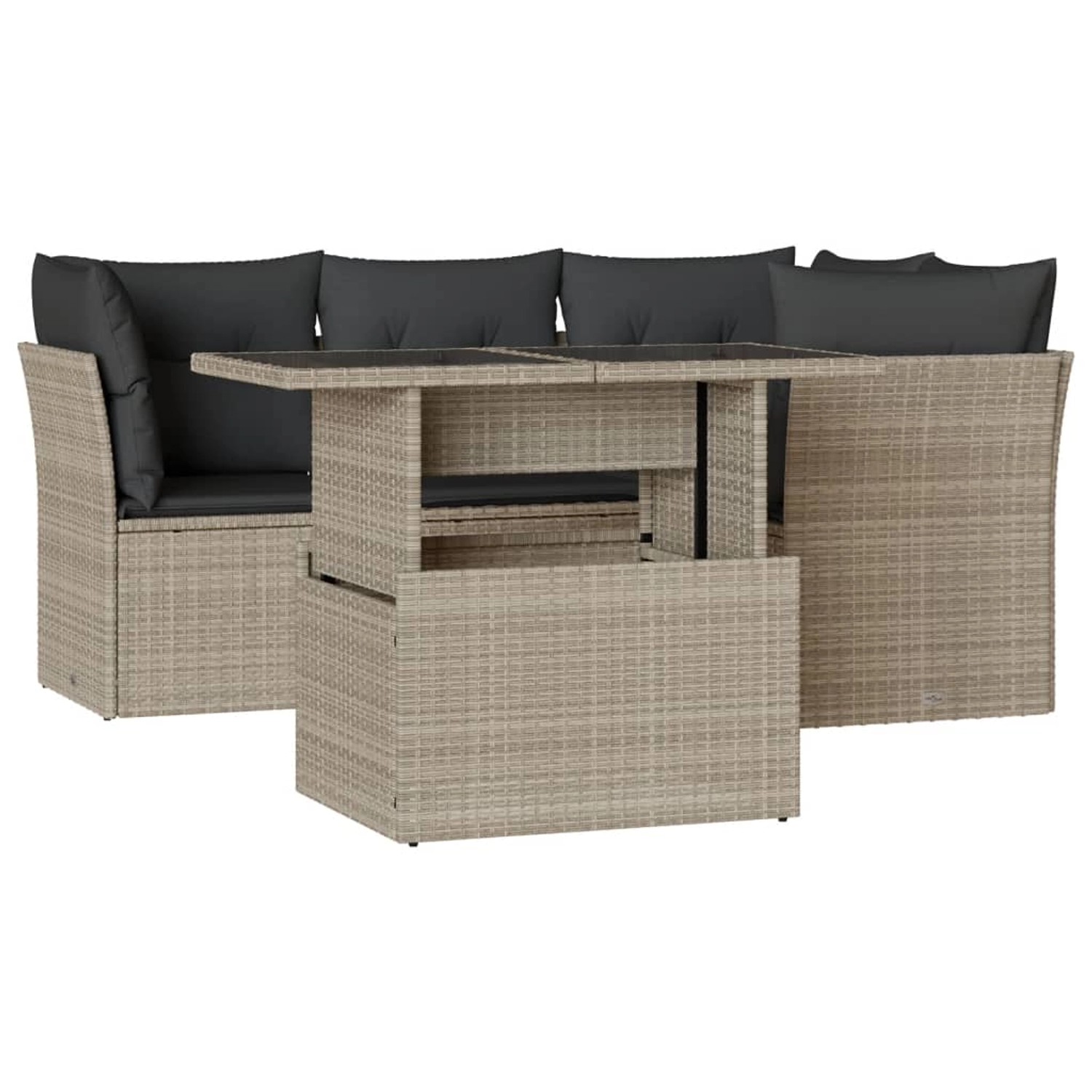 vidaXL 5-Tlg Garten-Sofagarnitur mit Kissen Hellgrau Poly Rattan 3266562 günstig online kaufen