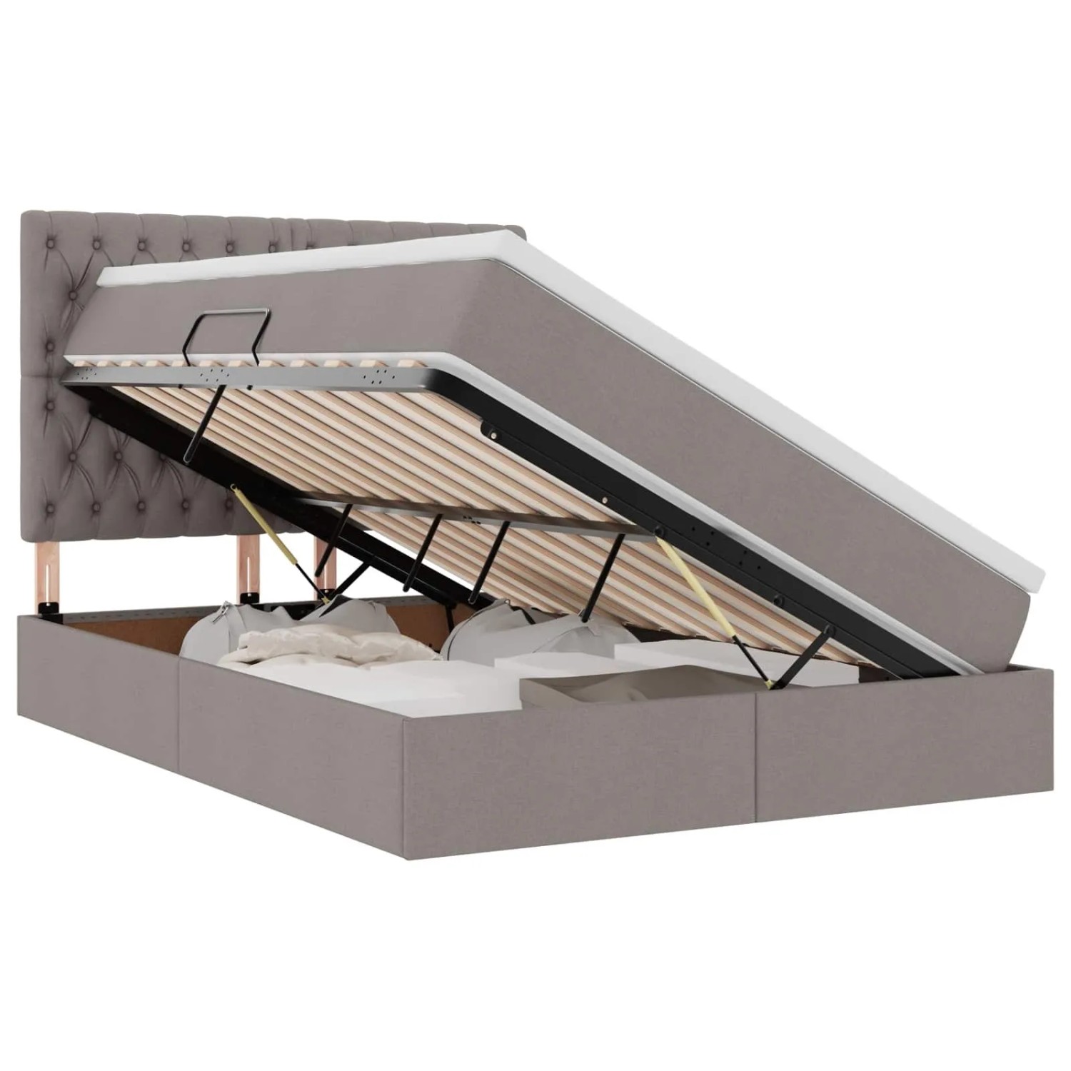 vidaXL Bett mit LED-Lichtleisten mit Kopfteil Taupe 140 x 190 cm Stoff 3372480