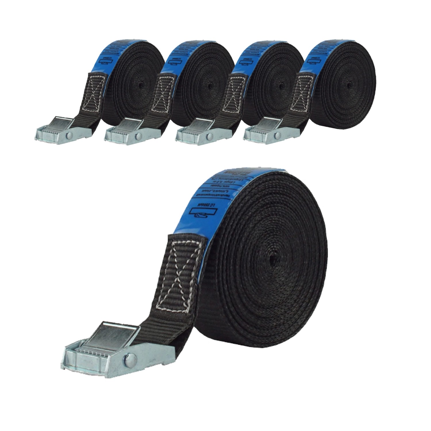 TRUTZHOLM 5x Profi Spanngurt Klemmschloss Auto 1 Teilig 6m 250 kg Schwarz
